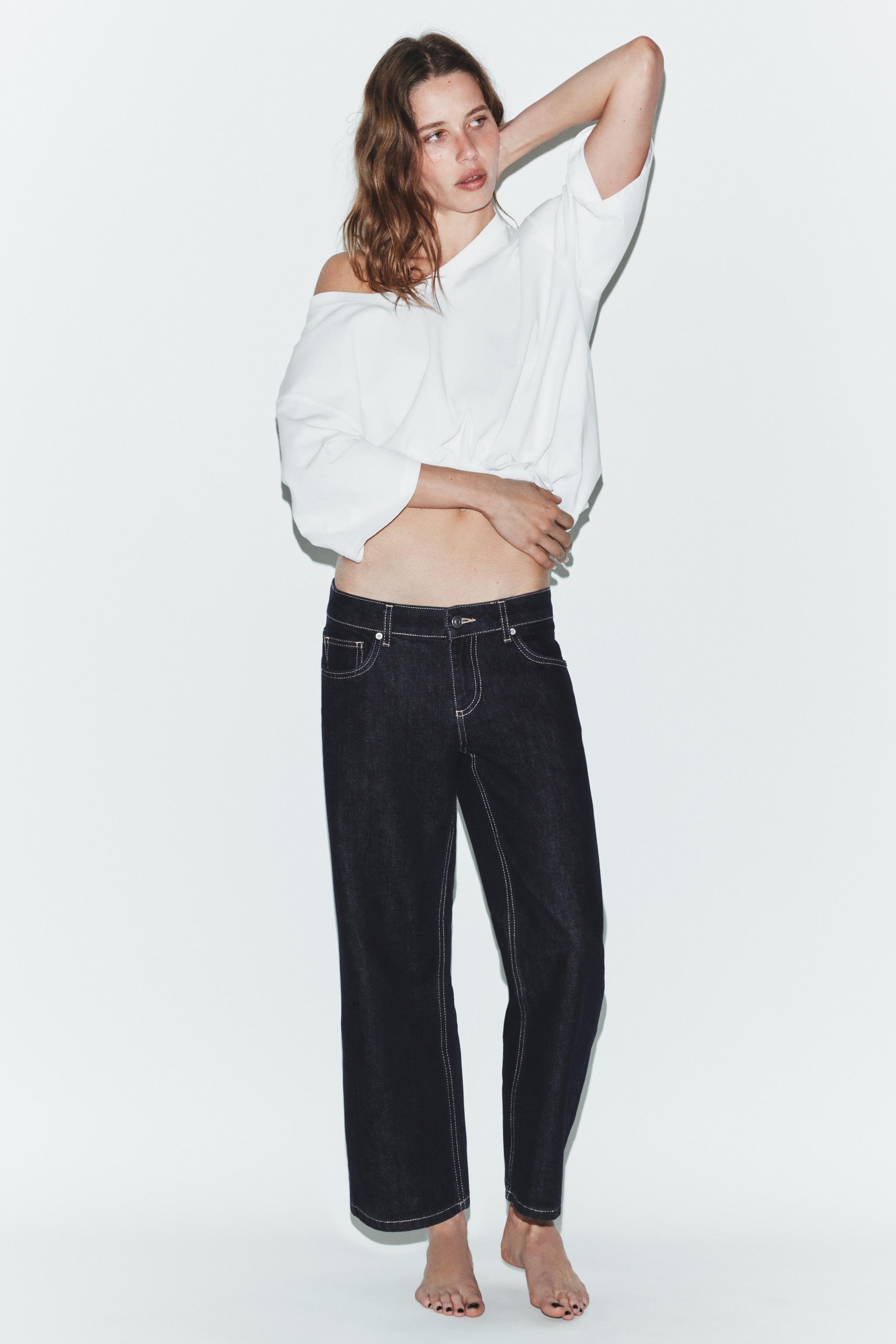 TRF LOW RISE WIDE LEG CROPPED JEANS